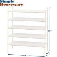 Simple Houseware 5Tier Shoe Rack Storage Organizer White