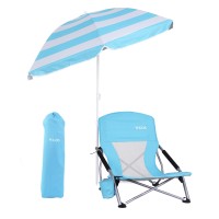 Beach Chair, Beach Chair And Umbrella, Folding Beach Chair, Beach Chairs For Adults, Low Beach Chair, Folding Chair With Umbrella, Camping Chair, Sillas De Playa (1-Pack Blue)