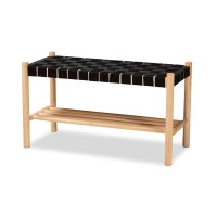 Baxton Studio Cadmus Rustic Black And Oak Brown Finished Wood Bench