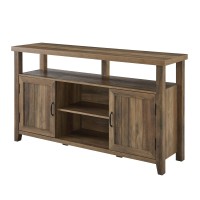 Walker Edison Kent Modern Grooved Door Tall Stand for TVs up to 65 Inches, 58 Inch, Rustic Oak