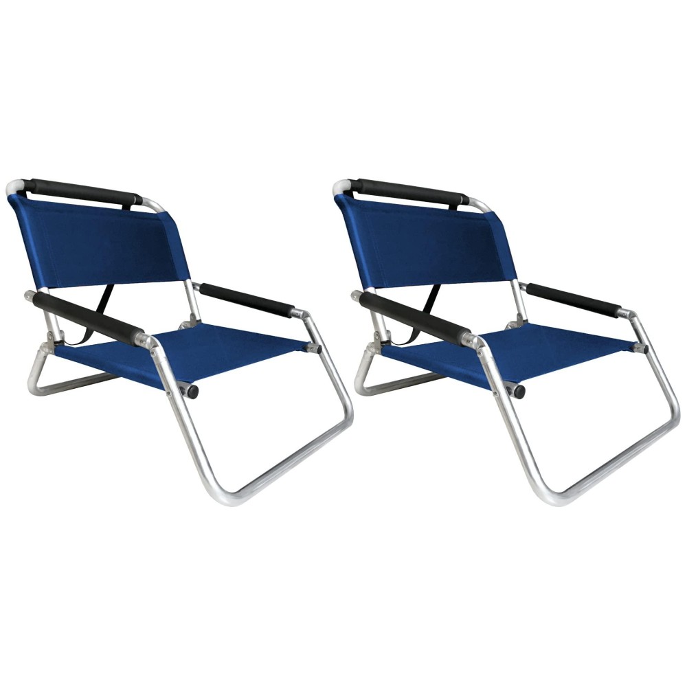 Neso Beach Chairs 2 Pack Water Resistant With Shoulder Strap And Slip Pocket Folds Thin (Navy, Regular)