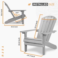 Yefu Adirondack Chairs Set Of 4 Plastic Weather Resistant-Grey  Modern Poly Lumber Outdoor Chairs Like Real Wood  Widely Used In Outdoor  Patio  Deck  Outside  Fire Pit Garden  Campfire Chairs