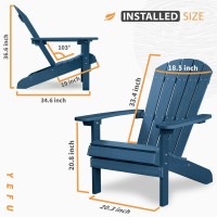 Yefu Adirondack Chairs Set Of 4 Plastic Weather Resistant-Navy Blue  Modern Poly Lumber Outdoor Chairs Like Real Wood  Widely Used In Outdoor  Patio  Deck  Outside  Fire Pit Garden  Campfire Chairs