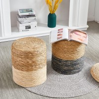 Cplxroc Pouf Ottoman 100 Handwoven Seagrass Braided Pouffe Boho Decor Floor Chair For Couch Or Desk Outdoor Ottomans For Gar