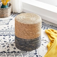 Cplxroc Pouf Ottoman 100 Handwoven Seagrass Braided Pouffe Boho Decor Floor Chair For Couch Or Desk Outdoor Ottomans For Gar