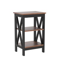 Vecelo Side Storage Shelf Nightstands For Living Room,Bedroom Furniture,Shelves, 2 Sets End Tables, Brown(2 Sets)