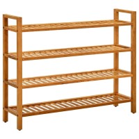 vidaXL Solid Oak Wooden Shoe Rack Rustic Compact Design with 4 Shelves Easy Assembly 394x106x315 Size Brown