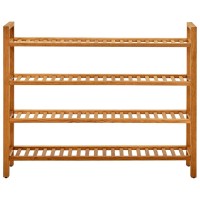 vidaXL Solid Oak Wooden Shoe Rack Rustic Compact Design with 4 Shelves Easy Assembly 394x106x315 Size Brown