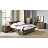 Acme Juvanth Eastern King Wooden Bed With Storage In Oak And Black