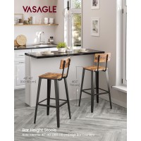 Vasagle Set Of 2 Bar Stools, Bar Height Stools, Tall Bar Stools With Back, Bar Chairs, Steel Frame, Industrial Style, Easy Assembly, Rustic Brown And Ink Black Ulbc078B01