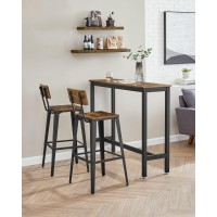 Vasagle Set Of 2 Bar Stools, Bar Height Stools, Tall Bar Stools With Back, Bar Chairs, Steel Frame, Industrial Style, Easy Assembly, Rustic Brown And Ink Black Ulbc078B01