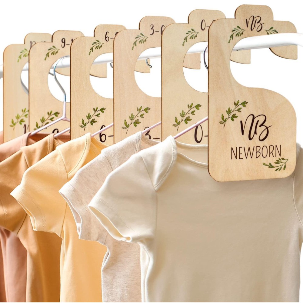 Beautiful Wooden Baby Closet Dividers For Clothes - Double-Sided Organizer From Newborn To 24 Months - Adorable Nursery Decor Hanger Dividers Easily Organize Your Little Baby Girls Or Boys Room