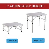 7Sevenjokers 2Ft Folding Table For Dining With Adjustable Heights Kids Tray Table Aluminium Small Table For Bedside Camping Garden Picnic Bbq Travel Indoor & Outdoor