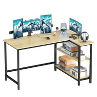 Woodynlux L Shaped Desk 43 Inch Gaming Desk Computer Corner Desk Home Office Writing Desk With Shelf Spacesaving Workstati