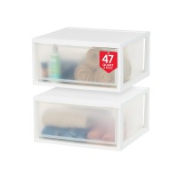 Iris Usa 47 Qt Plastic Drawer Storage Organizer Stacking Drawers 2Pack Stackable Unit With Sliding Drawer For Clothes Bedroo