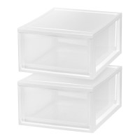 Iris Usa 30 Qt Plastic Drawer Storage Organizer Stacking Drawers 2Pack Stackable Unit With Sliding Drawer For Clothes Bedroo