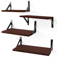 Ygeomer Floating Shelves For Wall Walnut Red Brown Wall Shelves Different Sizes Wall Mounted Wood Shelf For Living Room Bathr