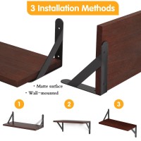 Ygeomer Floating Shelves For Wall Walnut Red Brown Wall Shelves Different Sizes Wall Mounted Wood Shelf For Living Room Bathr