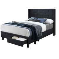 Better Home Products Gia Tufted Fabric Upholstered Platform Storage Bed Charcoal