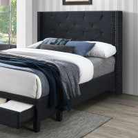 Better Home Products Gia Tufted Fabric Upholstered Platform Storage Bed Charcoal