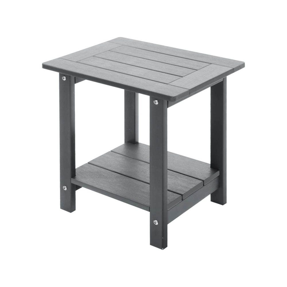 Meluvici Double Adirondack Outdoor Side Table Weather Resistant Outdoor Rectangular Patio End Table For Adirondack Chair Grey