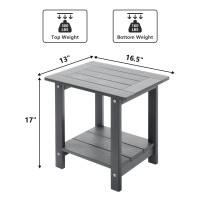 Meluvici Double Adirondack Outdoor Side Table Weather Resistant Outdoor Rectangular Patio End Table For Adirondack Chair Grey