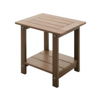 Meluvici Double Adirondack Outdoor Side Table Weather Resistant Outdoor Rectangular Patio End Table For Adirondack Chair Teak