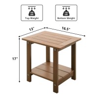 Meluvici Double Adirondack Outdoor Side Table Weather Resistant Outdoor Rectangular Patio End Table For Adirondack Chair Teak