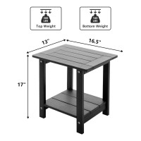 Meluvici Double Adirondack Side Table Weather Resistant Outdoor Rectangular End Table For Adirondack Chair Black With Wood Gra