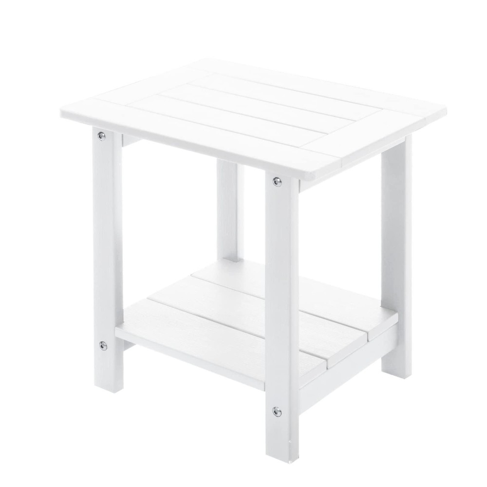 Meluvici Double Adirondack Outdoor Side Table Weather Resistant Patio Rectangular End Table For Adirondack Chair White