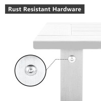 Meluvici Double Adirondack Outdoor Side Table Weather Resistant Patio Rectangular End Table For Adirondack Chair White