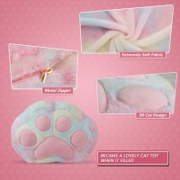 Cuebear Stuffed Animal Storage Bean Bag Chair Cover For Kids Tie Dye Cats Paw Bean Bag Cushion For Girls Medium Size Toy Organi