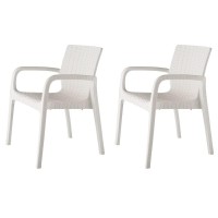 Lagoon Koppla, Plastic Chair For Dining Room Rattan Style Brand 2 Pieces (White)