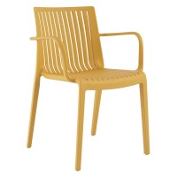 Lagoon Milos 7203A, Plastic Dining Chair With Armrests Brand 4 Pieces (Amber)
