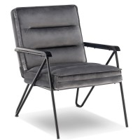 Mcombo Accent Chair, Velvet Modern Tufted Backrest Club Chair, Upholstered Leisure Chairs With Metal Legs For Bedroom Living Room 4747 (Dark Grey)