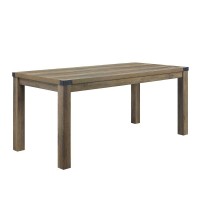 Acme Abiram Wooden Rectangular Dining Table In Rustic Oak