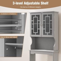 Giantex Over-The-Toilet Storage Spacesaver, Bathroom Organizer With Cabinet And Shelf, Above Toilet Standing Rack (Gray)