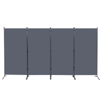 Chosenm 4 Panel Folding Privacy Screens, 6 Ft Tall Wall Divider With Metal Frame, Freestanding Room Divider For Office Bedroom Study (4 Panel, Grey)