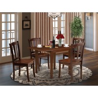 NDDL5MAHW 5Piece Kitchen Dining Room Set 4 Mid Century Chair with Wooden Seat and Slatted Chair Back Dropleafs Rectangul