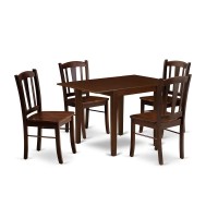 NDDL5MAHW 5Piece Kitchen Dining Room Set 4 Mid Century Chair with Wooden Seat and Slatted Chair Back Dropleafs Rectangul