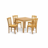 OXDL5OAKW 5Piece Dining Room Table Set 4 Wooden Chair and Wood Dining Table Wooden Seat and Slatted Chair Back Oak Fin