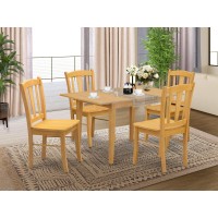 NFDL5OAKW 5Piece Kitchen Dining Room Set 4 Dining Chair with Wooden Seat and Slatted Chair Back Butterfly Leaf Modern Ki