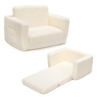 Alimorden 2In1 Flip Out Cuddly Sherpa Kids Couch Convertible Sofa To Lounger Cream