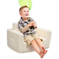 Alimorden 2In1 Flip Out Cuddly Sherpa Kids Couch Convertible Sofa To Lounger Cream