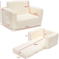 Alimorden 2In1 Flip Out Cuddly Sherpa Kids Couch Convertible Sofa To Lounger Cream