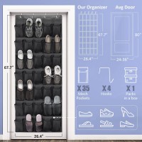 Tiblue Over The Door Shoe Organizers 35 Mesh Pockets Hanging Shoe Organizer Shoe Rack For Closet Entryway Bedroom Bathroom Pantr