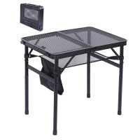 Nice C Table For Grill, Outdoor Table, Camping Table, Outdoor Cooking Table, Picnic Tables, Card Table Adjustable Height, Mesh Bag, Carry Handle (47.3? X 23.7? X 14.7?/24.2? Black)