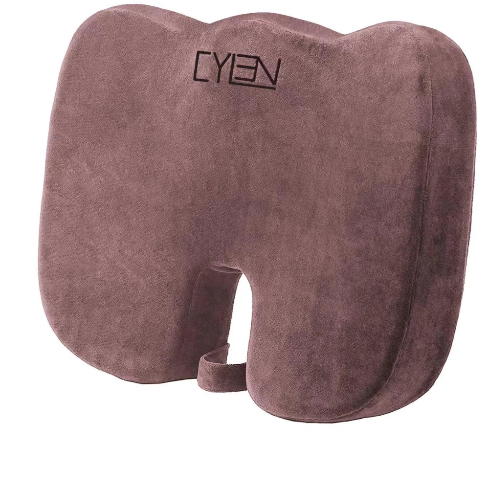 Cylen Home Office Seat Cushion - Comfort Memory Foam Chair Cushion With Cooling Seat Cushion For Car And Wheel Chair - Washable & Breathable Cover (Brown)