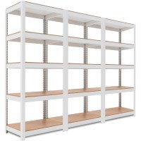 Homedant House 5 Tier 244 W Laminated Boltless Metal Shelving Unit Adjustable Storage Utility Rack Heavy Duty Shelves Organiz