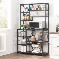 Tribesigns Kitchen Baker'S Rack, 5-Tier+6-Tier Kitchen Utility Storage Shelf Table With 10 S-Shaped Hooks And Metal Frame, Workstation Organizer Shelf, 39.3 X 15.7 X 66.9 Inches (Full Black)